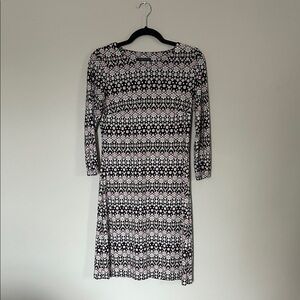 Tommy Hilfiger Black and White Floral Long Sleeve Dress